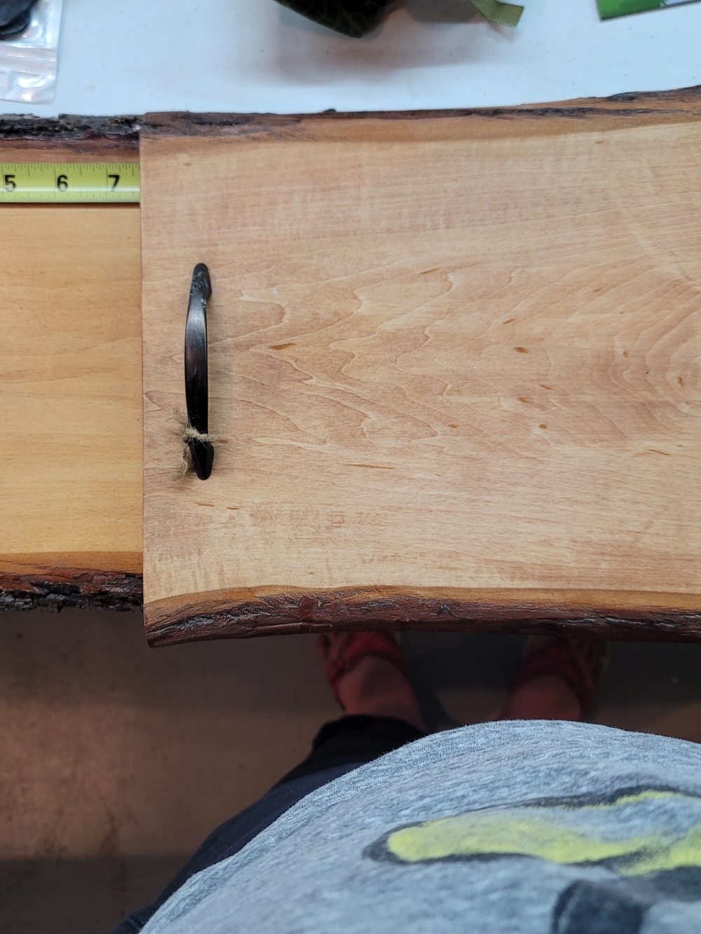 2 live edge wood serving trays with handles